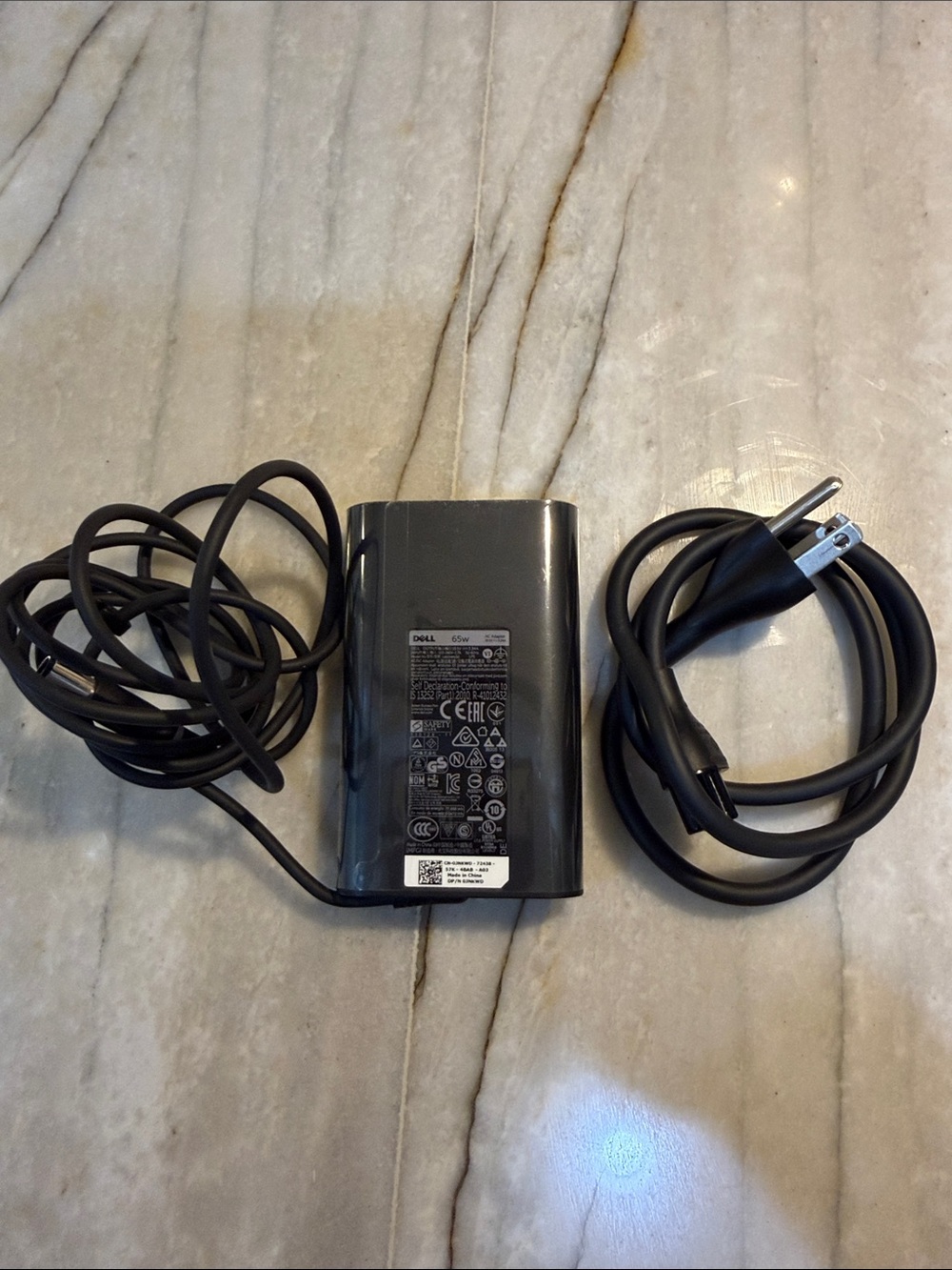 Dell Black 65W AC Power Adapter with Detachable Cord